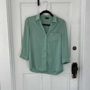 Mint Green Button-Up Blouse